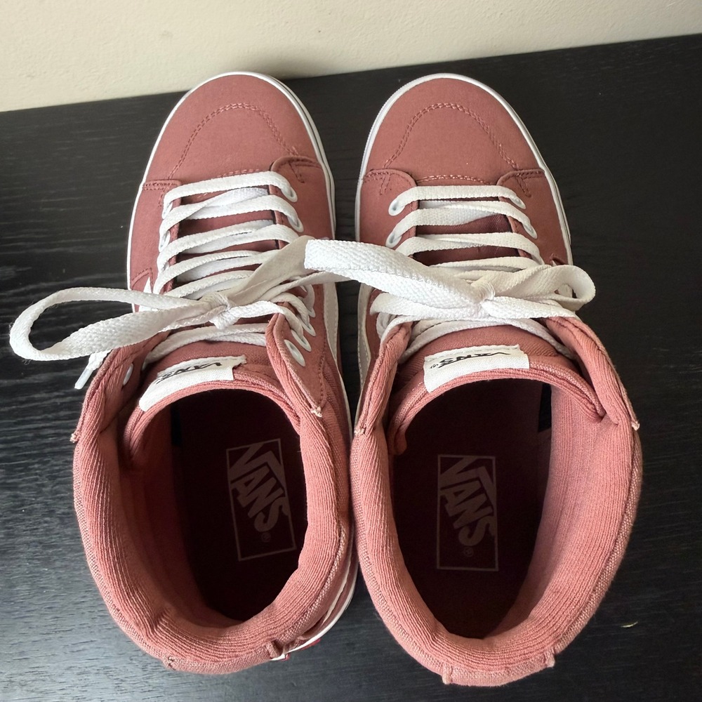EUC Vans Sk8-Hi High Top Sneakers Rose Pink White Skateboard School Womens 10 - Picture 4 of 7